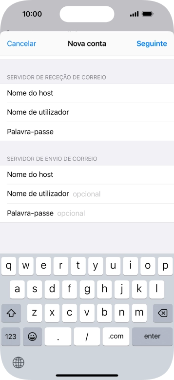 Prima Nome de utilizador e introduza o nome de utilizador da sua conta de e-mail.