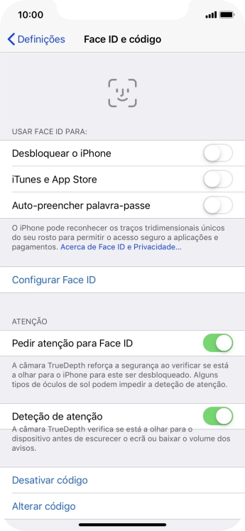 Prima Desativar código , e introduza o código de bloqueio.