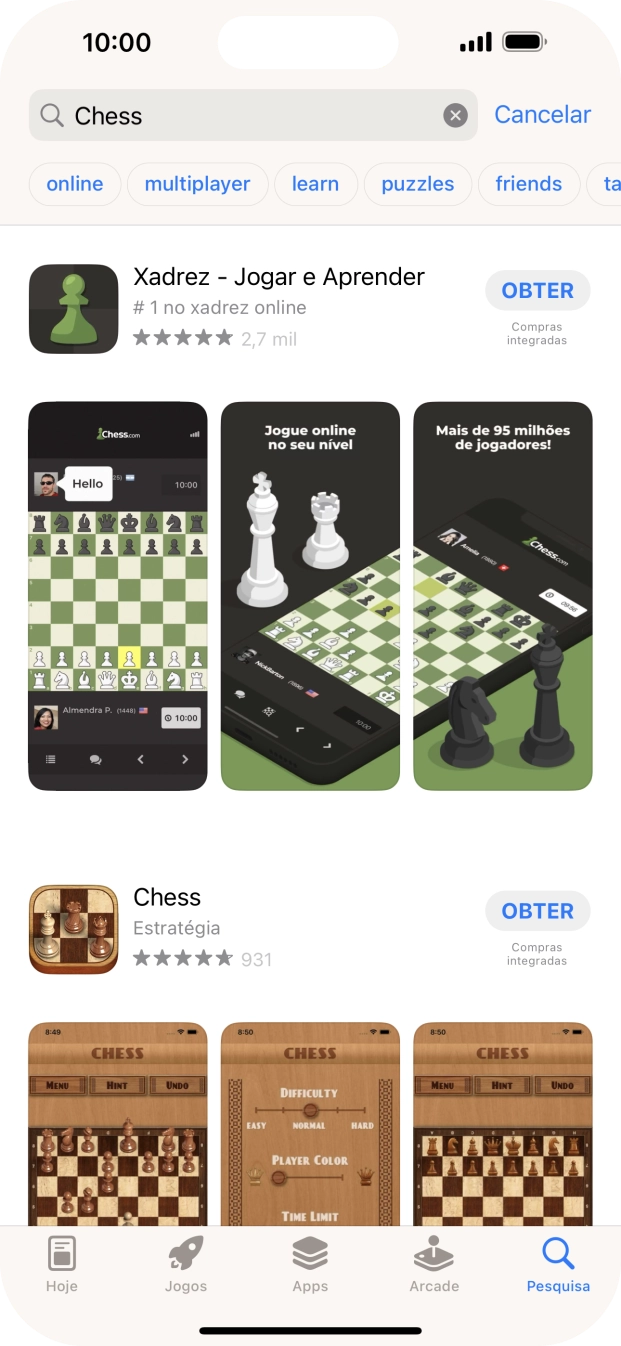 Prima a app pretendida.