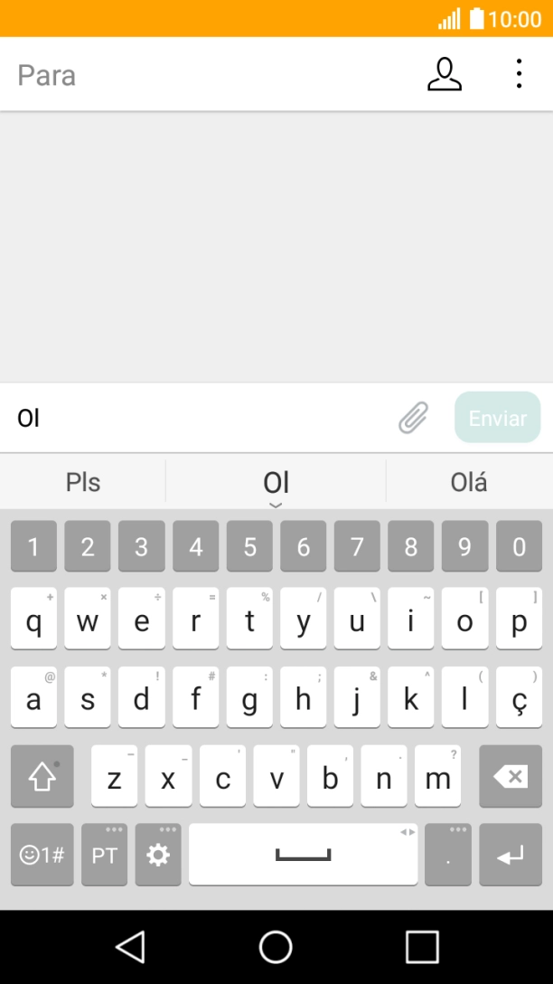As palavras sugeridas são mostradas no ecrã enquanto escreve. Prima a palavra pretendida para a introduzir.