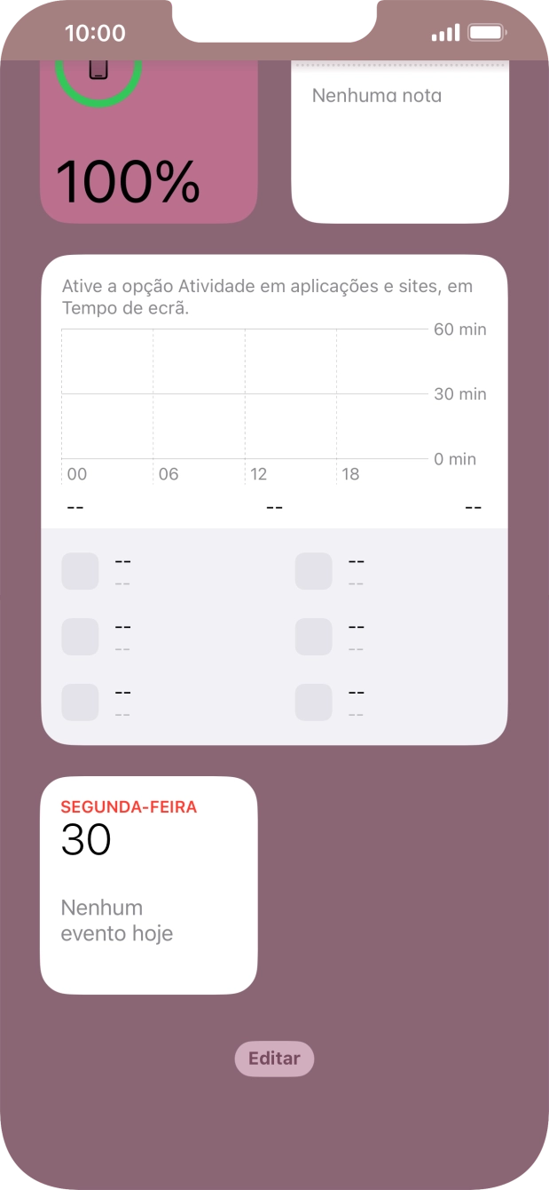 Mantenha premido o widget pretendido até aparecer um menu no ecrã.