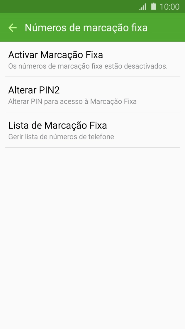 Prima Activar Marcação Fixa para ativar a marcação permitida.