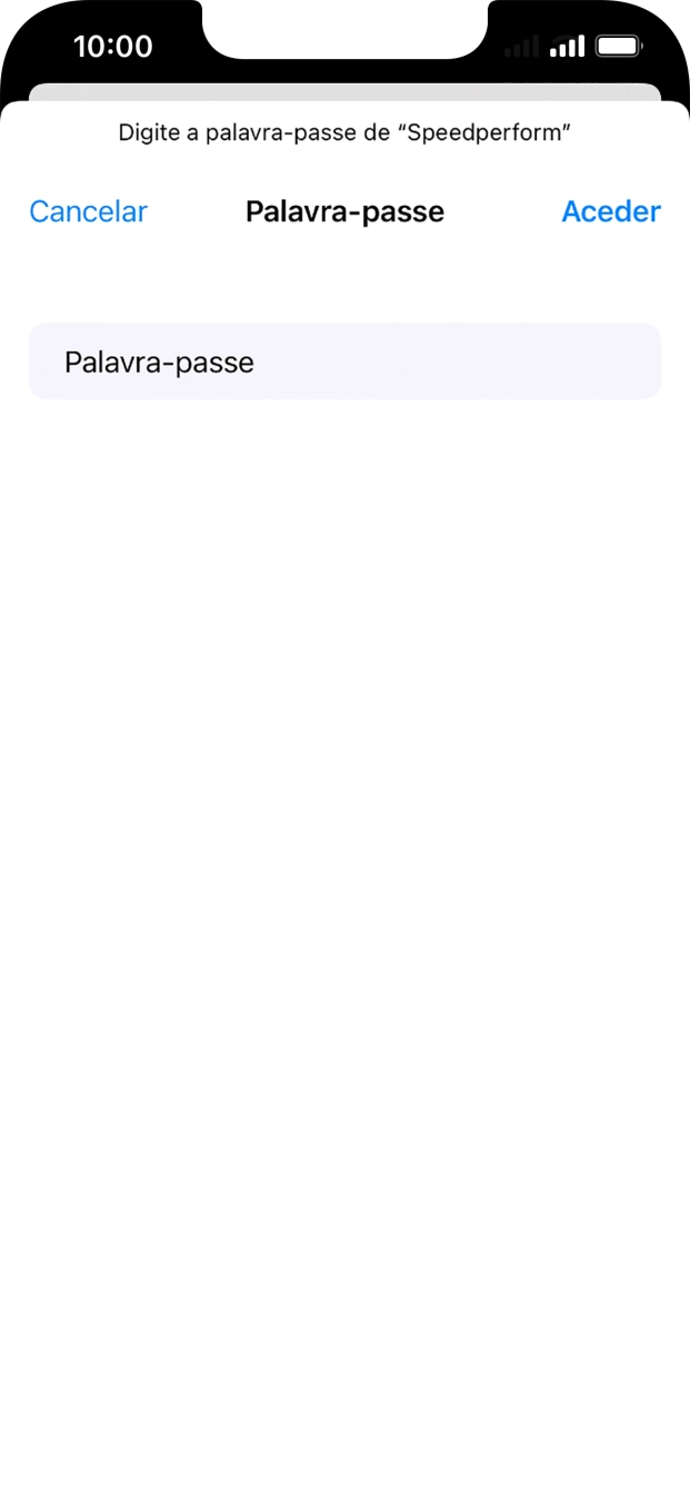 Introduza a password da rede Wi-Fi e prima Aceder.