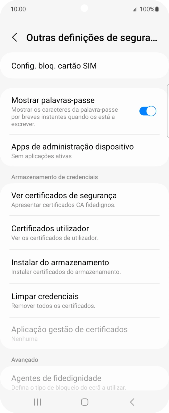 Prima Config. bloq. cartão SIM.