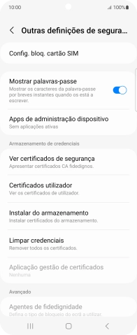 Prima Config. bloq. cartão SIM.