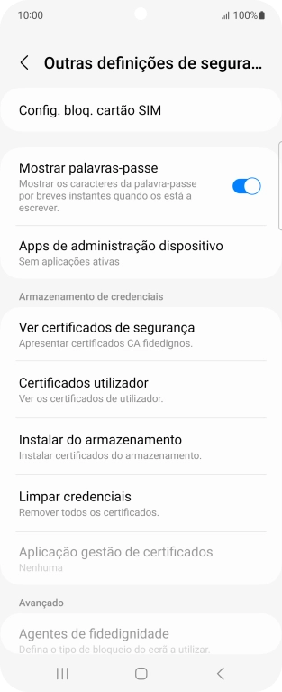 Prima Config. bloq. cartão SIM.