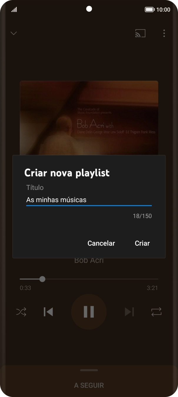 Introduza o nome pretendido para a lista de reprodução e prima Criar.