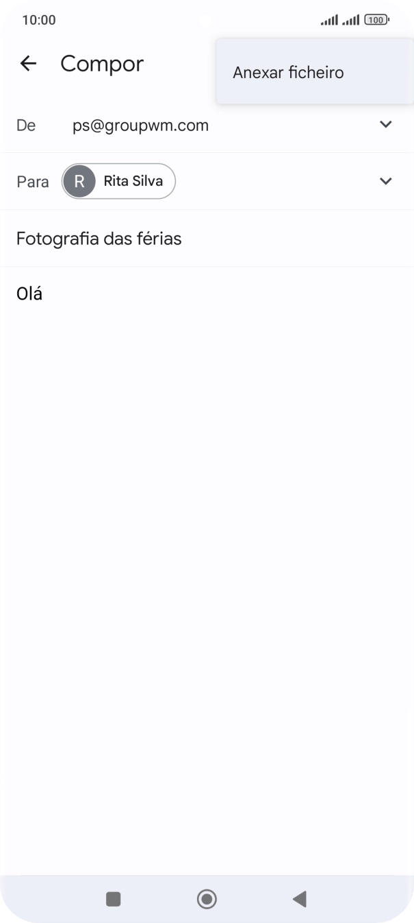 Prima Anexar ficheiro e vá até à pasta pretendida.