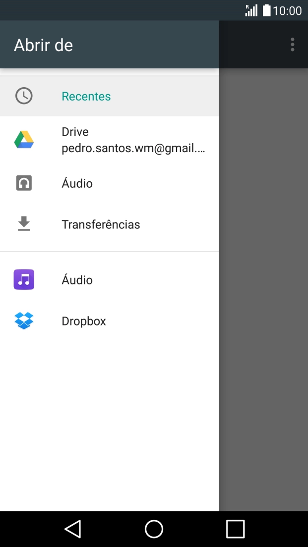 Prima Áudio e vá até à pasta pretendida.