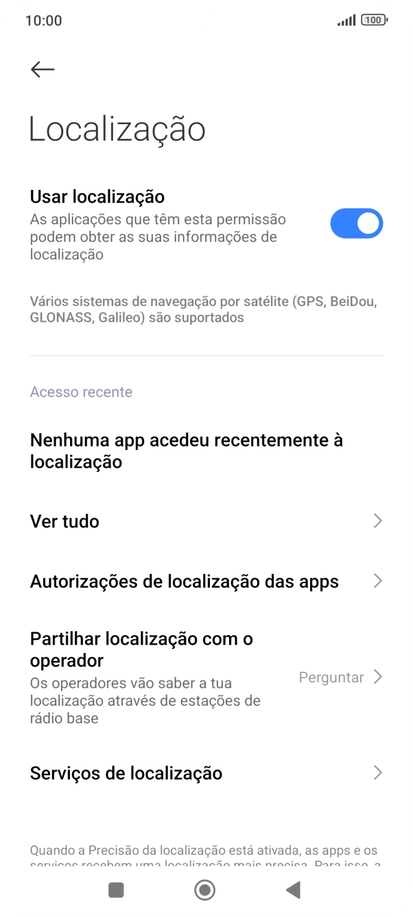 Prima Autorizações de localização das apps.