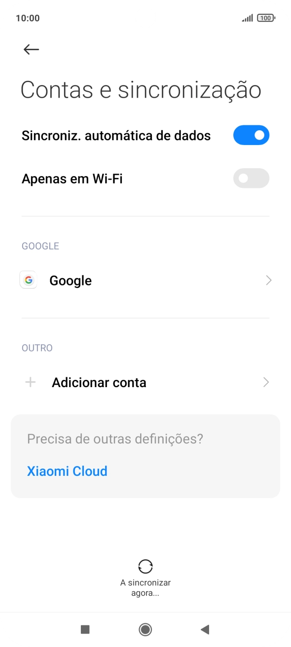 Prima Adicionar conta.