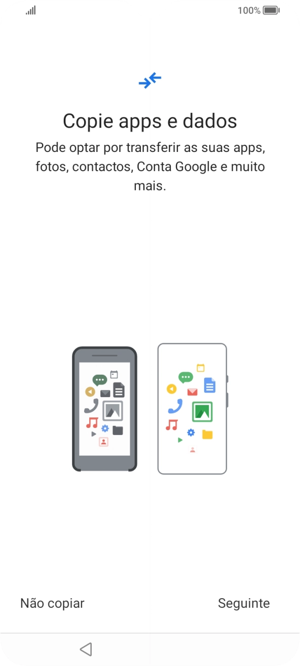 É possível transferir conteúdo de outro telefone quando o telefone for ativado antes da primeira utilização e quando o telefone tiver sido reiniciado. Quando esta imagem for mostrada no ecrã, o telefone está pronto para transferir conteúdo de outro telefone.
