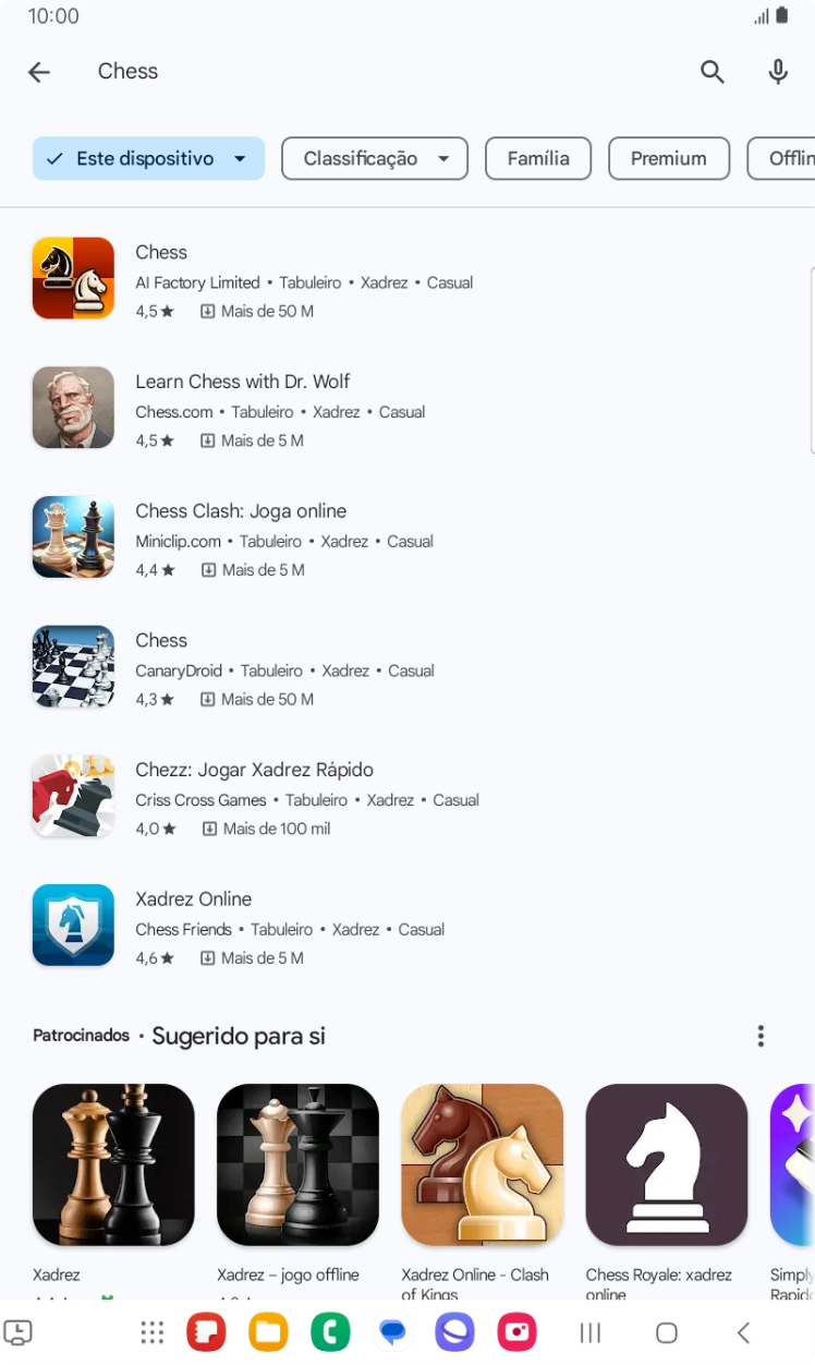 Prima a app pretendida.