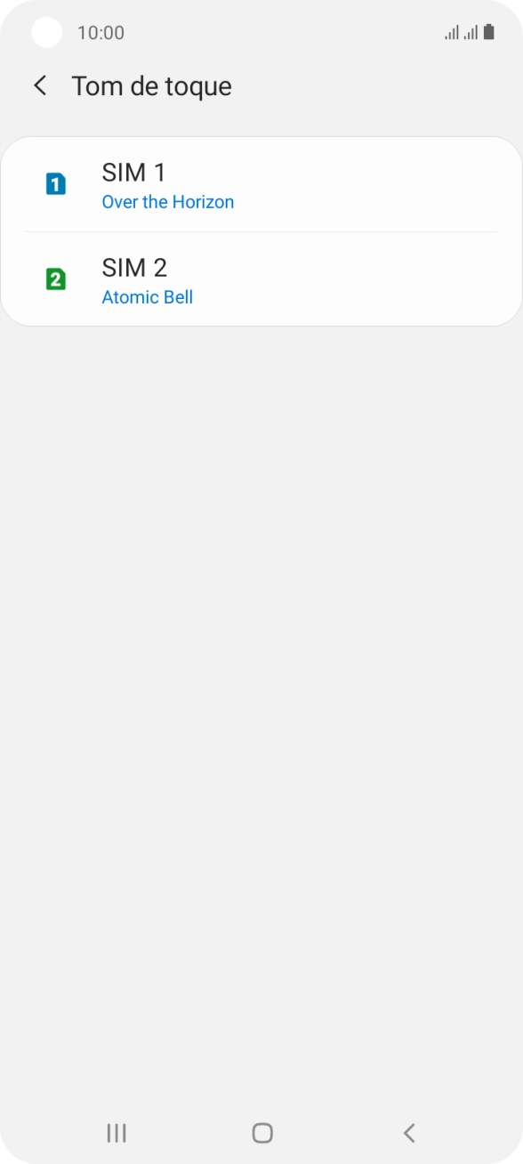 Prima o cartão SIM pretendido.