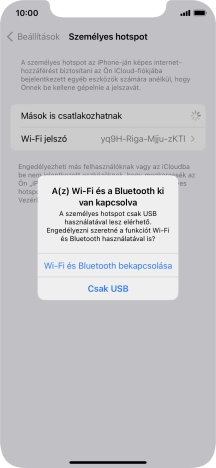 Amennyiben be van kapcsolva a Wi-Fi, válaszd a Wi-Fi és Bluetooth bekapcsolása lehetőséget.