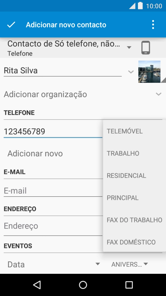 Prima o tipo de número pretendido.