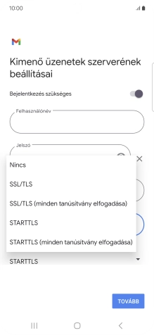 Válaszd az SSL/TLS lehetőséget.