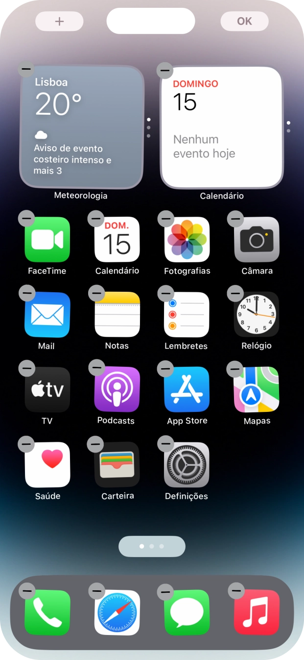 Prima o ícone de páginas do ecrã inicial.
