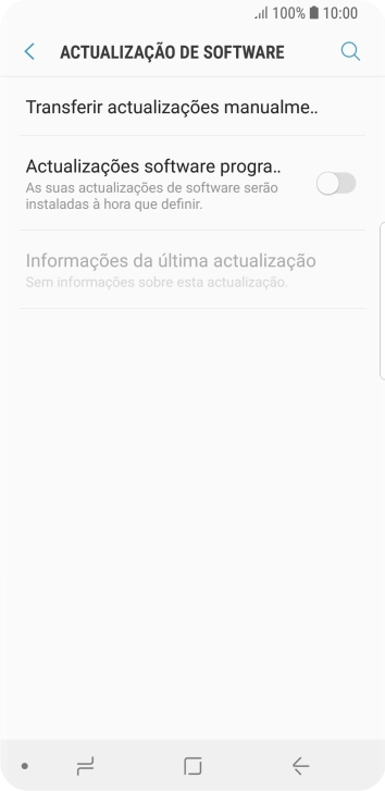 Prima Transferir actualizações manualme... Se existir uma nova versão de software disponível, será agora indicado no ecrã. Siga as indicações no ecrã para atualizar o software do telefone.