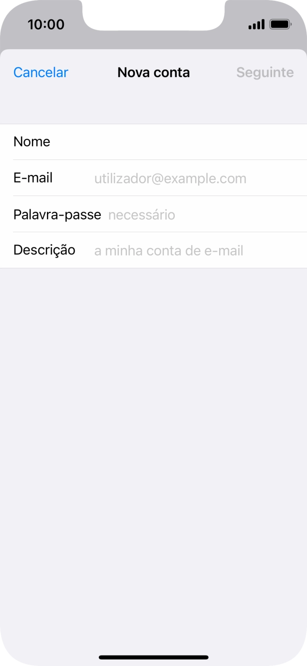Prima E-mail e introduza o seu endereço de e-mail Vodafone.