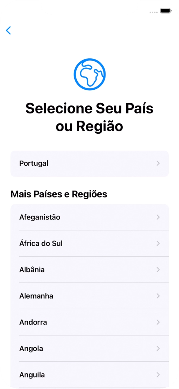 Prima a área ou país pretendido.