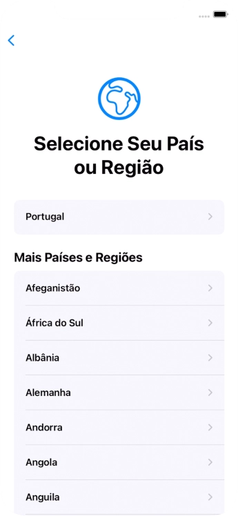 Prima a área ou país pretendido.