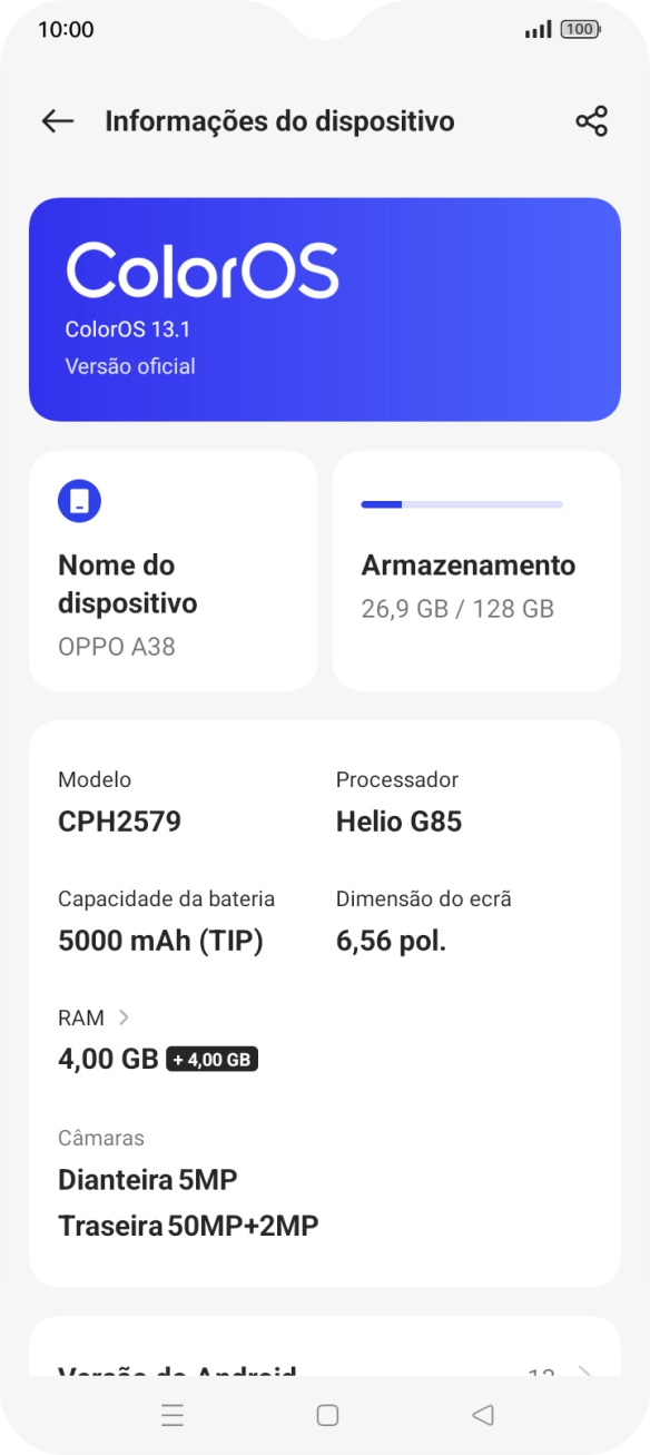 Prima o campo superior. Se existir uma nova versão de software disponível, será agora indicado no ecrã. Siga as indicações no ecrã para atualizar o software do telefone.