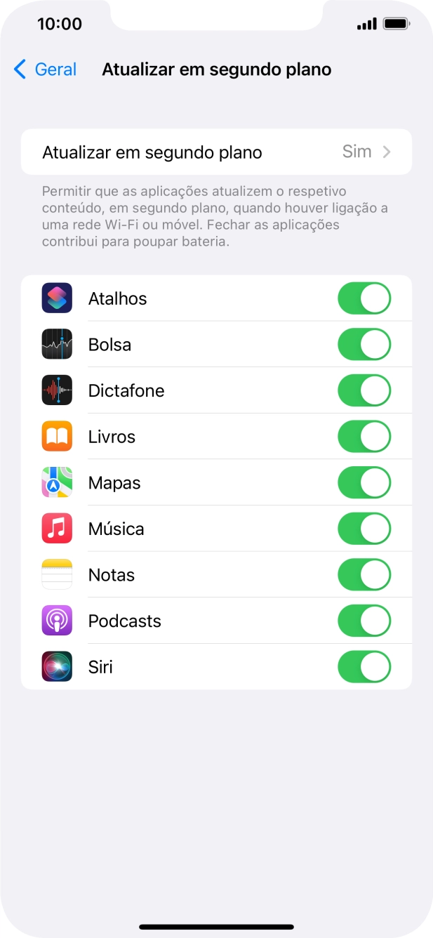 Prima Atualizar em segundo plano.