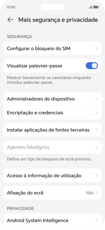 Prima Configurar o bloqueio do SIM.