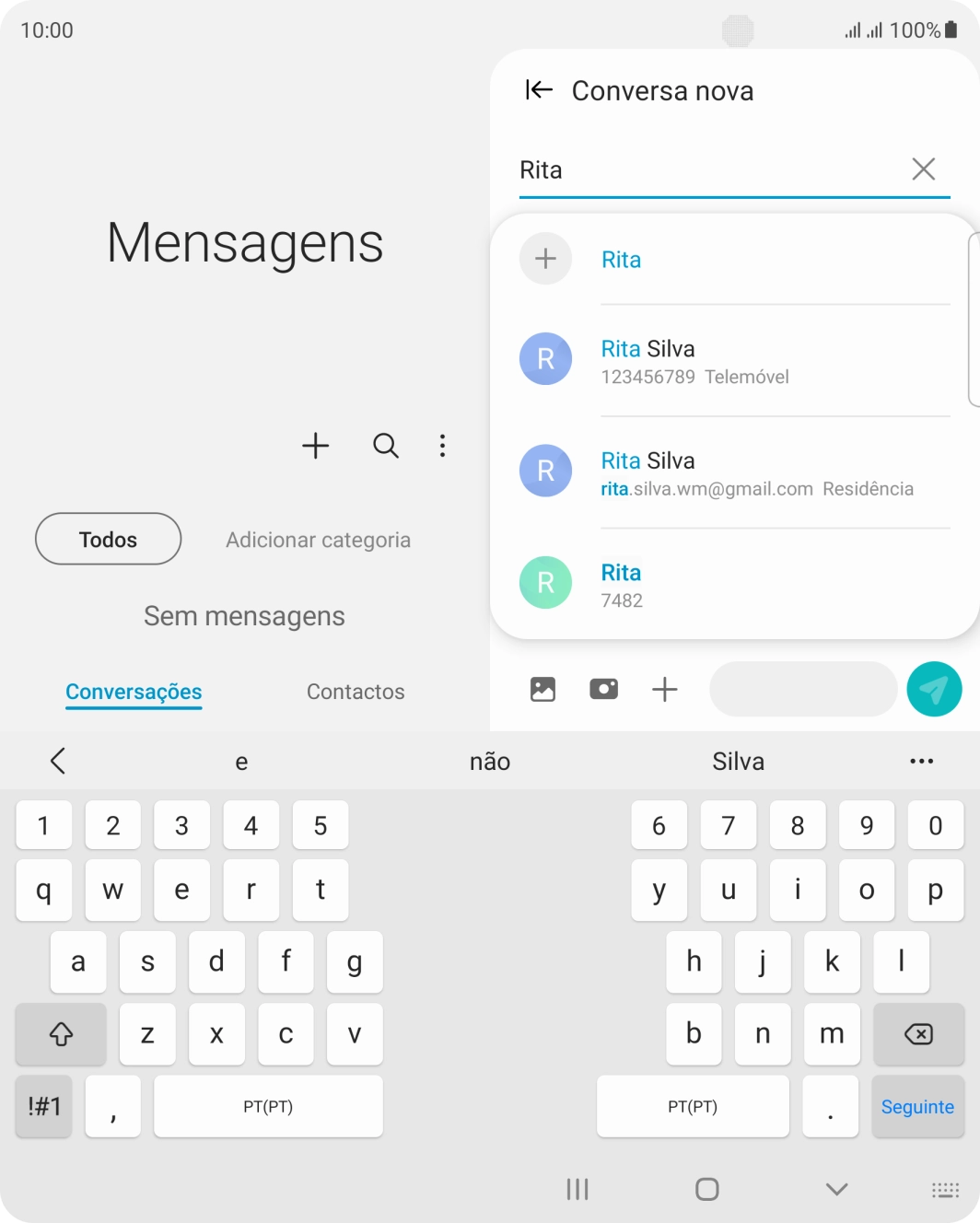Prima o contacto pretendido.