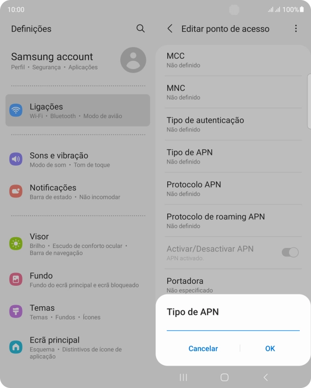 Introduza mms e prima OK.