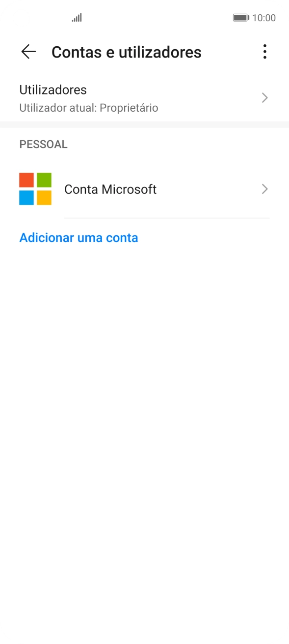 Se o ecrã mostrar esta imagem, a sua conta foi identificada e configurada automaticamente. Siga as indicações no ecrã para introduzir informações adicionais e concluir a configuração.