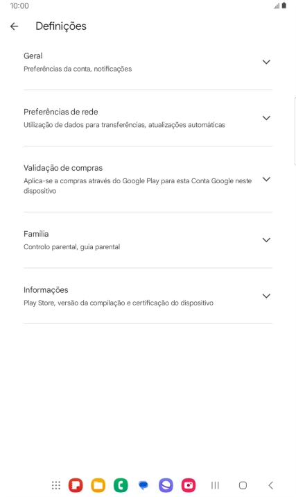 Prima Preferências de rede.