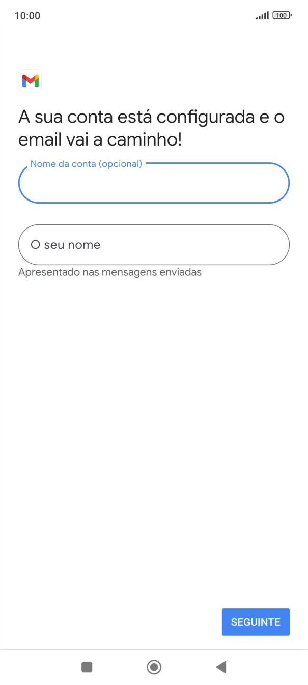 Prima O seu nome e introduza o nome do remetente pretendido.