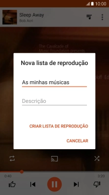 Introduza o nome pretendido para a lista de reprodução e prima CRIAR LISTA DE  REPRODUÇÃO.