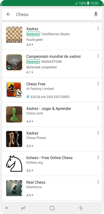Prima a app pretendida.