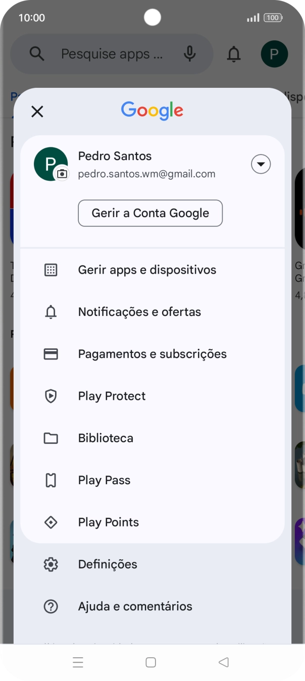 Prima Gerir apps e dispositivos.