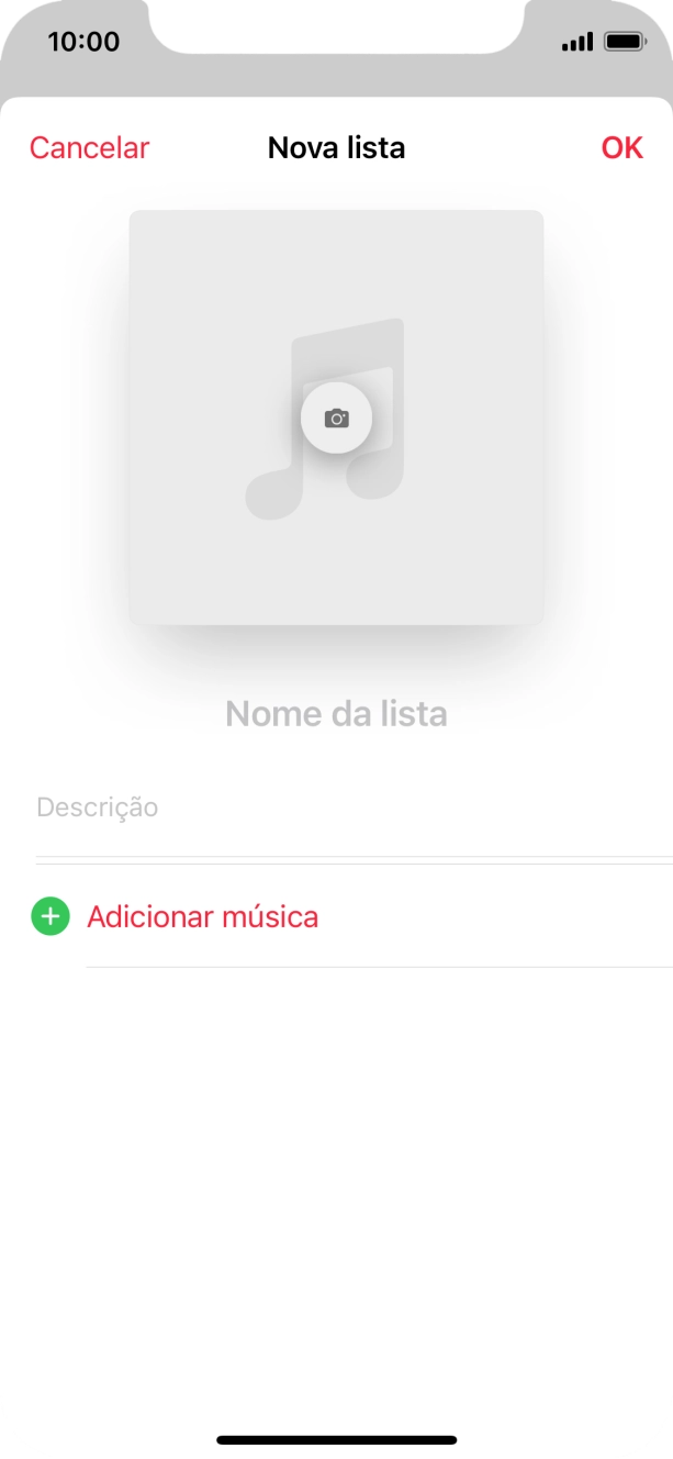 Prima o campo de escrita e introduza o nome da lista de reprodução.