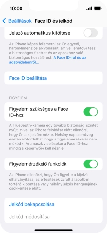 Válaszd a Jelkód bekapcsolása lehetőséget, és írj be kétszer egymás után egy tetszőleges képernyőzárkódot.