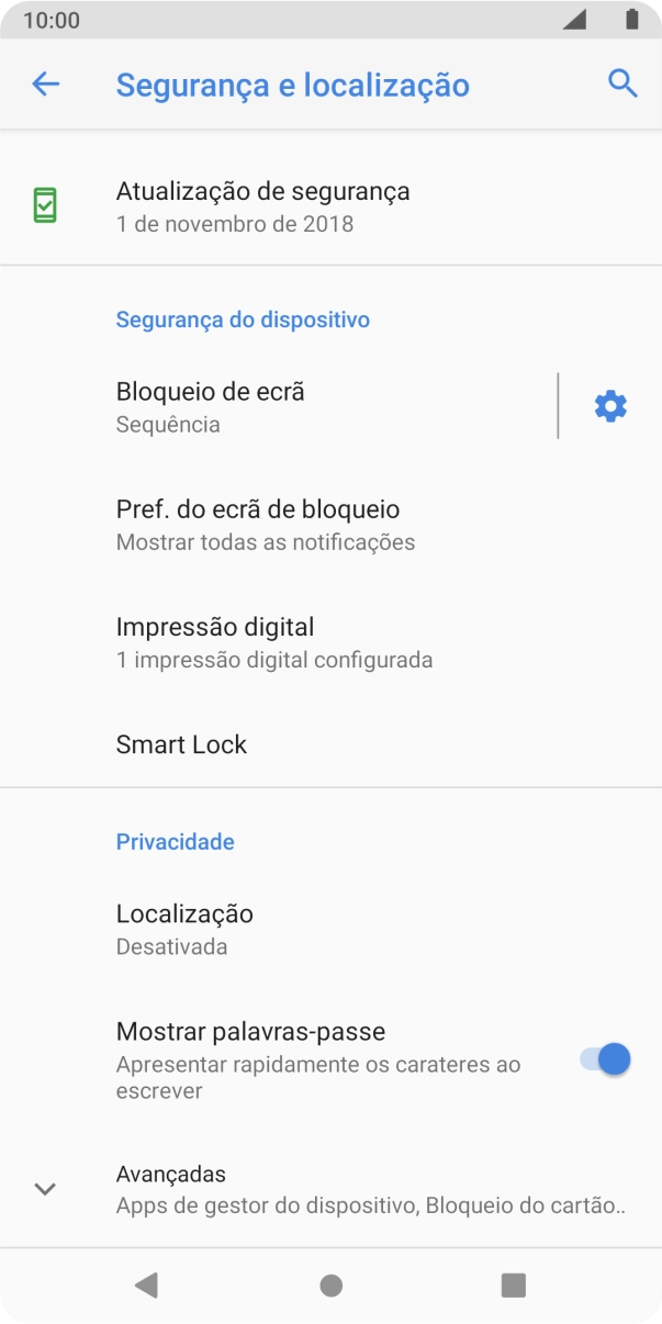 Prima Bloqueio de ecrã e introduza o código adicional de bloqueio do telefone que criou anteriormente.