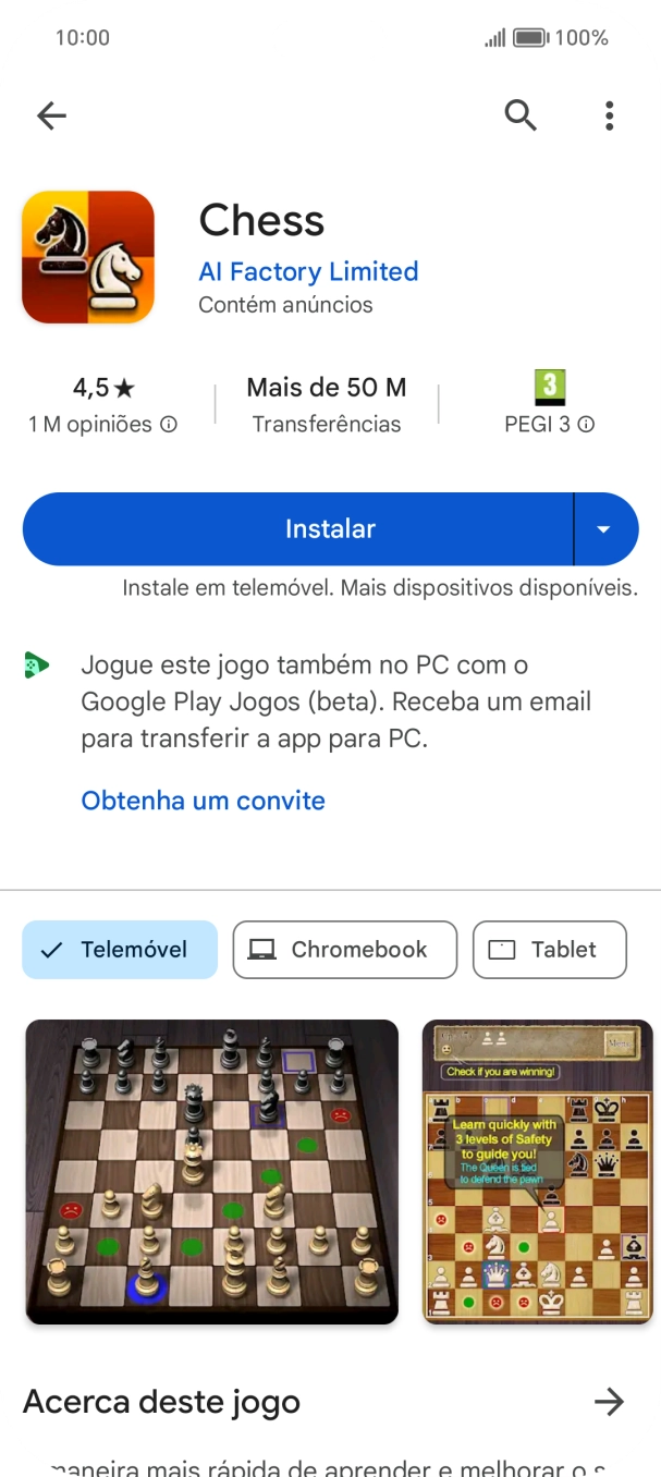 Prima Instalar e siga as indicações no ecrã para instalar a app.