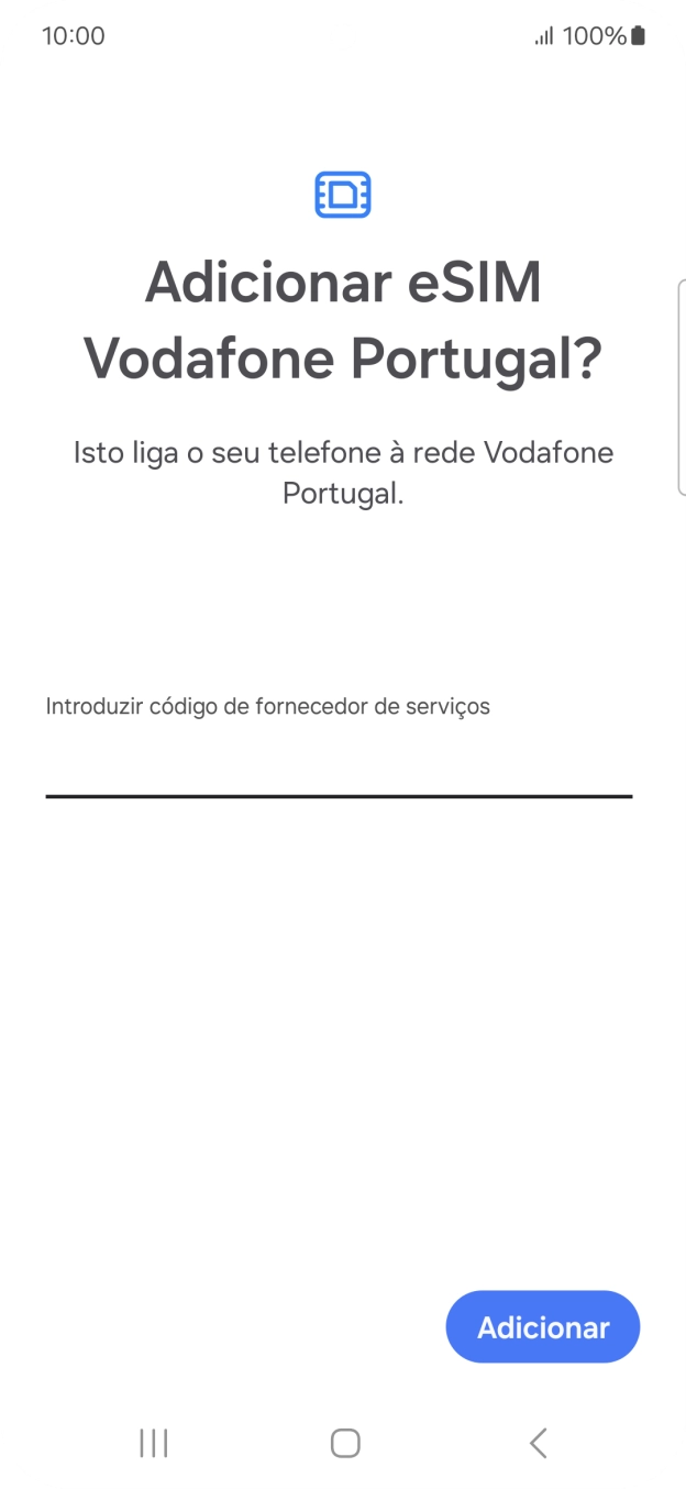 Introduza o código de confirmação enviado e prima Adicionar.