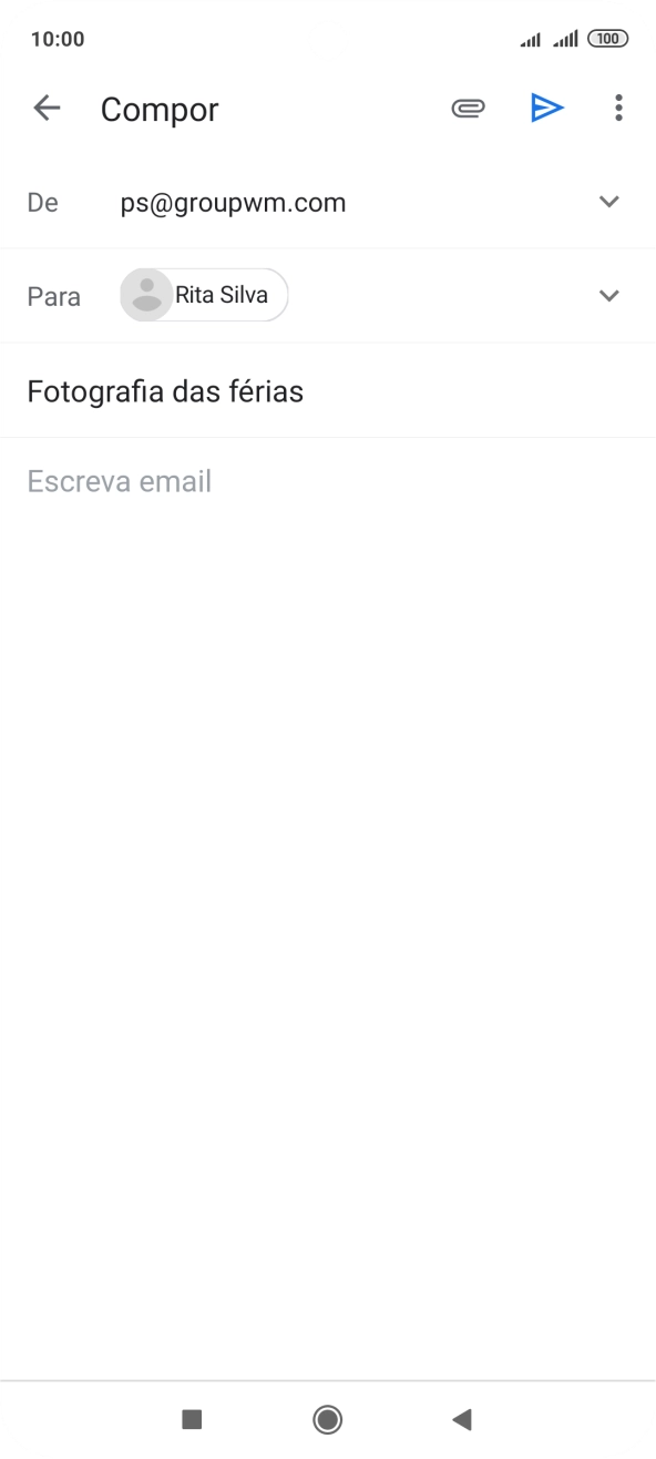 Prima o campo de escrita e escreva o texto do e-mail.
