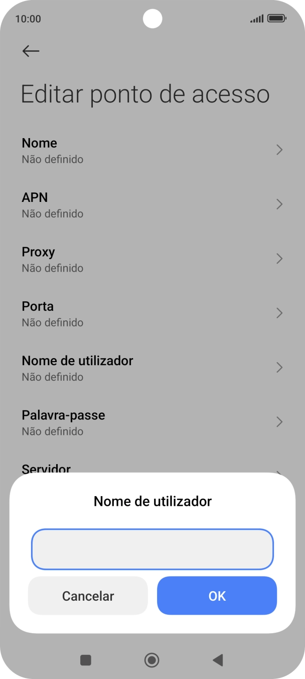 Introduza vodafone e prima OK.