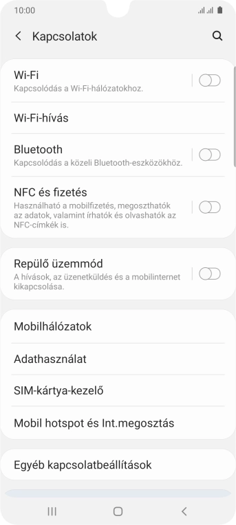 Válaszd a Mobilhálózatok lehetőséget.