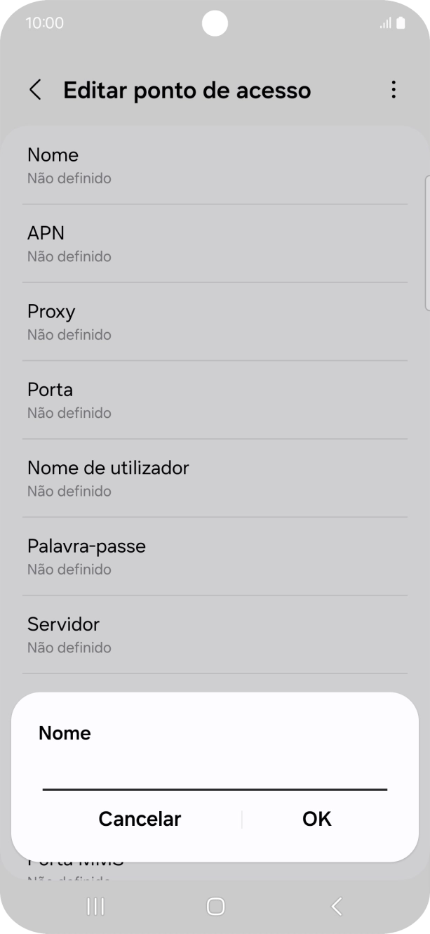 Introduza Vodafone Internet e prima OK.