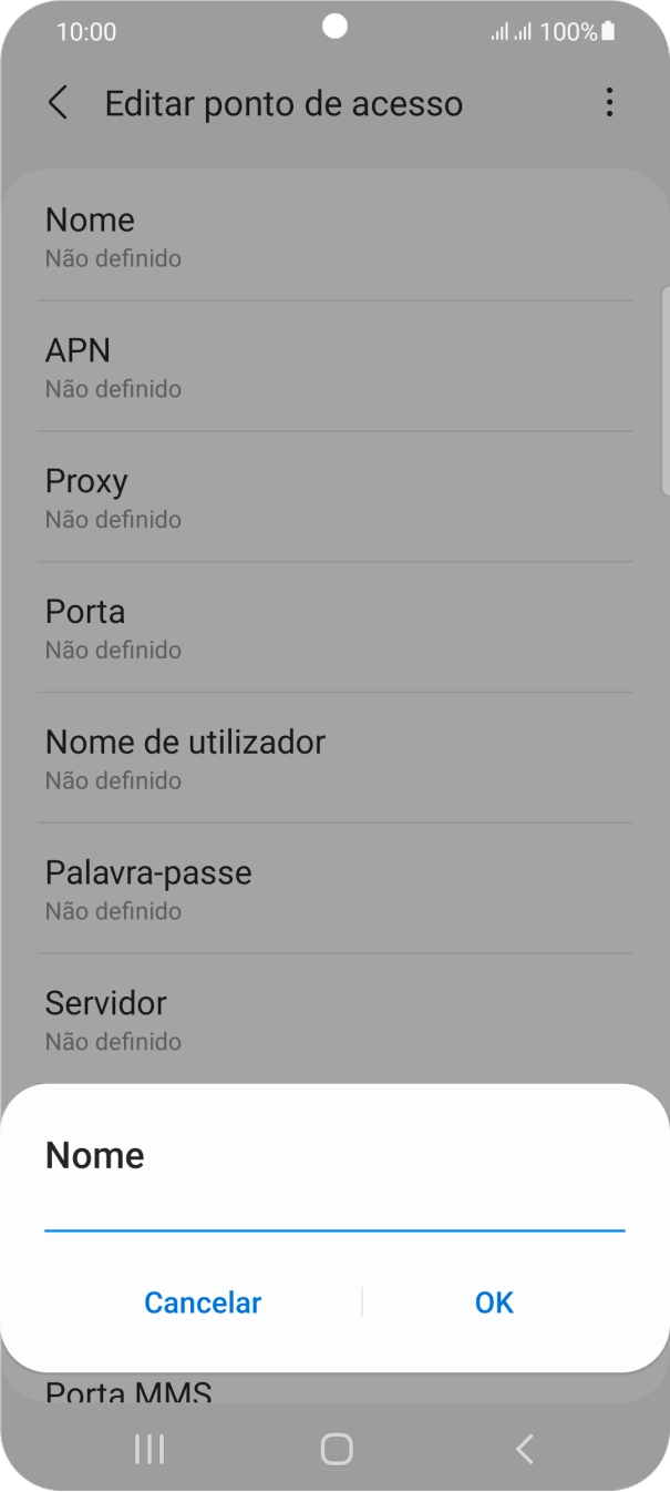 Introduza Vodafone Internet e prima OK.