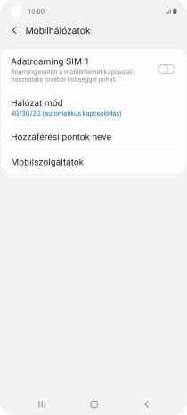 Kattints az „Adatroaming” melletti csúszkára a funkció be- vagy kikapcsolásához.