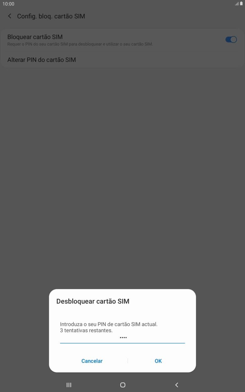 Introduza o seu código PIN e prima OK.