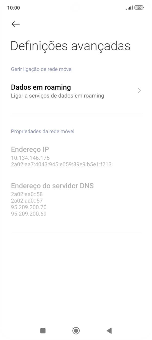 Prima Dados em roaming.